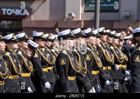 Vladivostok. 9th May, 2023. This photo taken on May 9, 2023 shows the military parade marking the 78th anniversary of the Soviet victory in the Great Patriotic War, Russia's term for World War II, in Vladivostok, Russia. Credit: Guo Feizhou/Xinhua/Alamy Live News Stock Photo