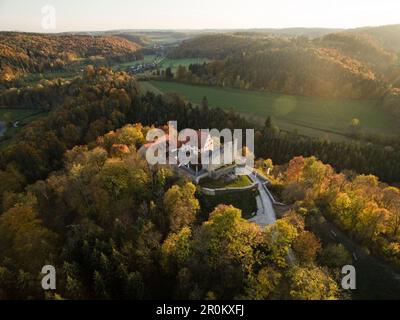 Castle ruin Burg Derneck, Hayingen, Big Lauter Valley,  Swabian Alb, Baden-Wuertemberg, Germany Stock Photo