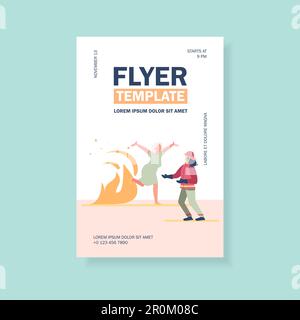 Woman running from fire to firefighter Stock Vector