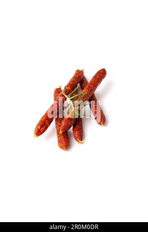 Spanish mini chorizo snack sticks Stock Photo