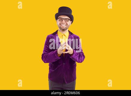 Happy smiling young man dressed in retro style Stock Photo
