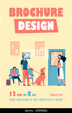 Queue of people with pets at vet room Stock Vector