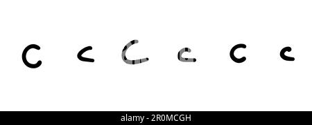 Simple childlike black english latin C alphabet letter symbol. Vector illustration in hand drawn doodle style isolated on white background. For logo, Stock Vector