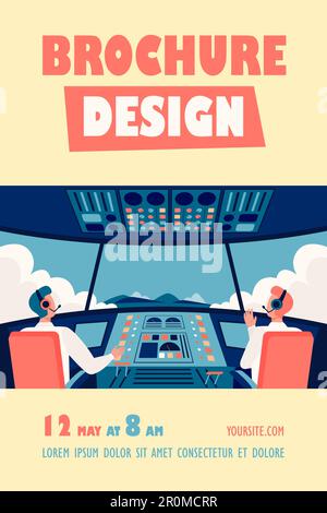 Colorful airplane cockpit isolated flat vector illustration Stock Vector