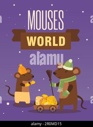 Colorful background design of mouse world Stock Vector