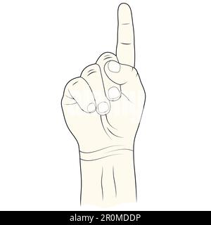 index finger up, a gesture, a Gesture vector in the form of raised index finger, a symbol of Wahhabism in Islam, the concept of monotheism Stock Vector