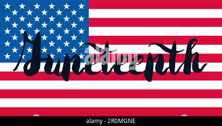 Juneteenth Banner With Flag For 19 June. Vector Stock Vector