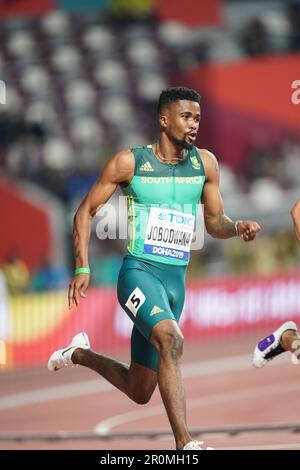 Anaso Jobodwana running the 200m at the 2019 World Athletics ...