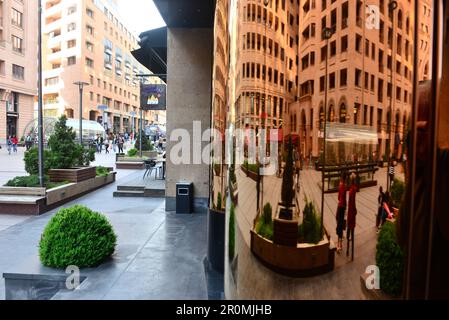 Reflection in Northern Avenue, Yerevan, Armenia, Asia Stock Photo