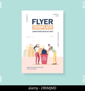 Couple of volunteers collecting garbage Stock Vector
