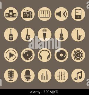 Set of musical icons, vector eps10 illustration Stock Vector