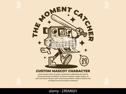 Mascot character design of old camera in vintage style Stock Vector