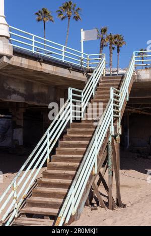 The stairs for the Manhattan Beach pier Los Angeles california USA on February 9th 2023 Stock Photo