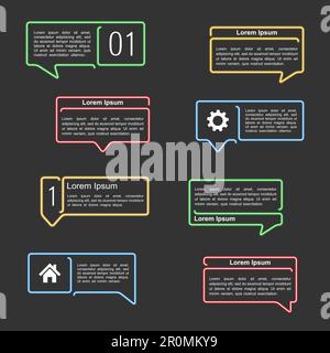Neon glowing speech bubbles set, vector eps10 illustration Stock Vector