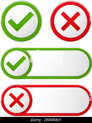 Check and cross symbols, vector eps10 illustration Stock Vector