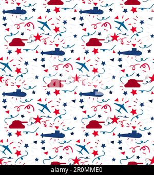 9 May Banner. 23 February. Victory Day Seamless Pattern. Russian Holiday. Vector Stock Vector