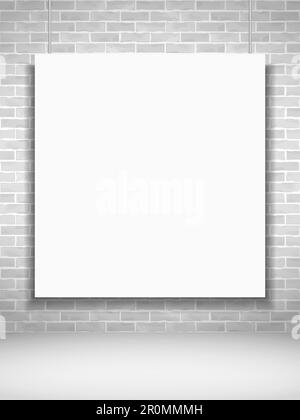 Blank poster on brick wall, vector eps10 illustration Stock Vector