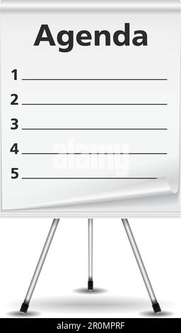 Agenda written on flipchart, vector eps10 illustration Stock Vector