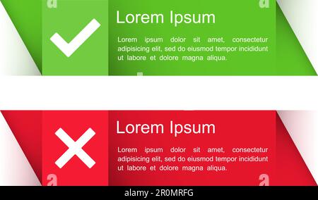 Banners with check and cross symbols, vector eps10 illustration Stock Vector