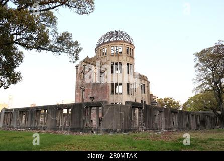 Hiroshima, Japan. 30th Mar, 2023. This picture shows the World Heritage A-bomb Dome at the Peace Memorial Park in Hiroshima, western Japan on Thursday, March 30, 2023. Group of Seven economic country leaders will gather at the G7 Hiroshima summit meeting this month. (photo by Yoshio Tsunoda/AFLO) Stock Photo