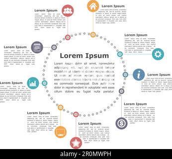 Circle diagram with icons and text, easy to edit template, vector eps10 illustration Stock Vector