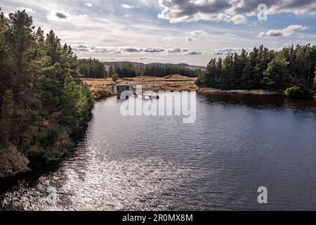 Aerial view of Lough Anna, the drinking water supply for Glenties and Ardara - County Donegal, Ireland. Stock Photo