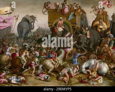 The Battle of Zama Date: after 1567 Artist: After Cornelis Cort Netherlandish, c. 1533–before April 22, 1578 Stock Photo