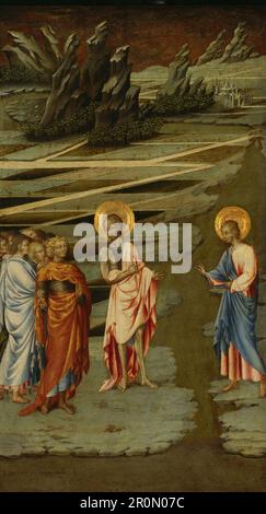 This oil painting by Giovanni di Paolo depicts the biblical scene of ...
