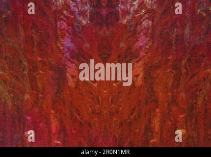 Canvas with red yellow random wavy stains Stock Photo