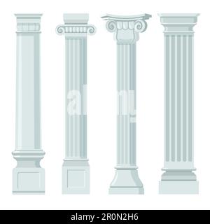 Vintage classic columns flat set for web design Stock Vector