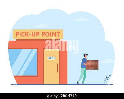 Customer carrying box from delivery service office Stock Vector