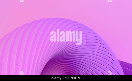 Graphic design art of abstract illusion of spiral with geometric shapes of pink and violet neon lines against purple background Stock Photo