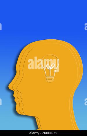 human head silhouette and light bulb, idea and innovation concept Stock Photo