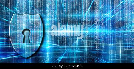 shield and lock as concept for security and safety in internet Stock Photo
