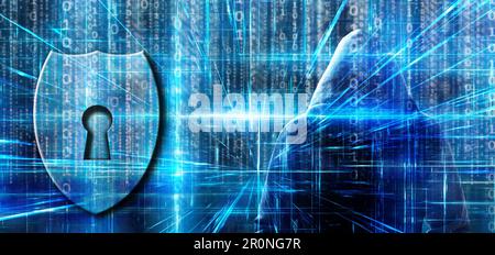 shield and lock as concept for security and safety in internet Stock Photo