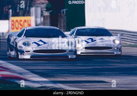 Jaguar XJ220 racing cars at the Italian GT Monza, Italy 1993 Stock Photo