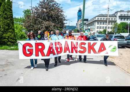 Citizens' protest march due to Schmitt's decision to unblock the formation of the FBiH Government Stock Photo
