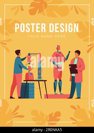 Scientists making robots in lab Stock Vector