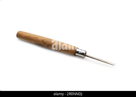 A gouge with wooden handle on a white background with copy space Stock Photo