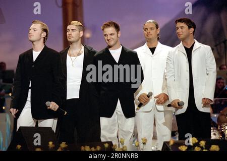 Modena  Italy 1999-06-01: Boyzone in concert at the Charity event 'Pavarotti & Friends 99' in concert for Guatemala at Novi Sad Park Stock Photo