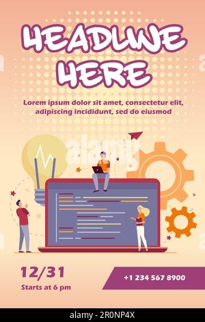 Tiny programmers coding new project Stock Vector