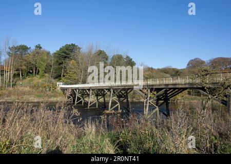 The Lancaster Canal Tramroad Bridge crossing the River Ribble at Preston Lancashire England Stock Photo