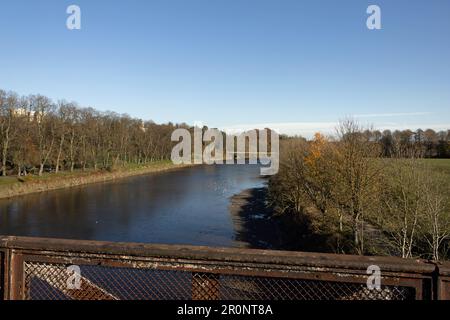 The Lancaster Canal Tramroad Bridge crossing the River Ribble at Preston Lancashire England Stock Photo