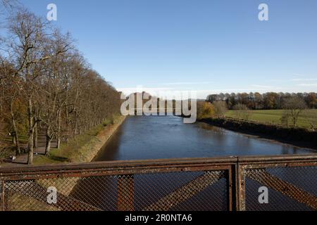 The Lancaster Canal Tramroad Bridge crossing the River Ribble at Preston Lancashire England Stock Photo