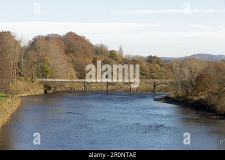 The Lancaster Canal Tramroad Bridge crossing the River Ribble at Preston Lancashire England Stock Photo