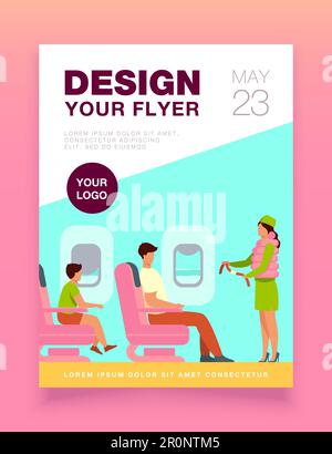 Flight attendant explaining safety instructions Stock Vector