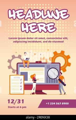 Tiny people testing quality assurance in software Stock Vector