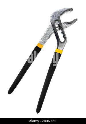adjustable pipe wrench with rubber handles isolated on white background Stock Photo