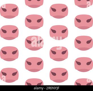 Vector seamless pattern of flat cow nose mouth isolated on white background Stock Vector