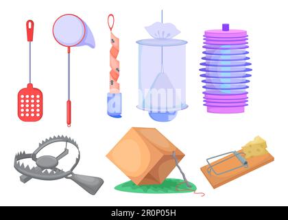 Wild animals and insects traps set Stock Vector